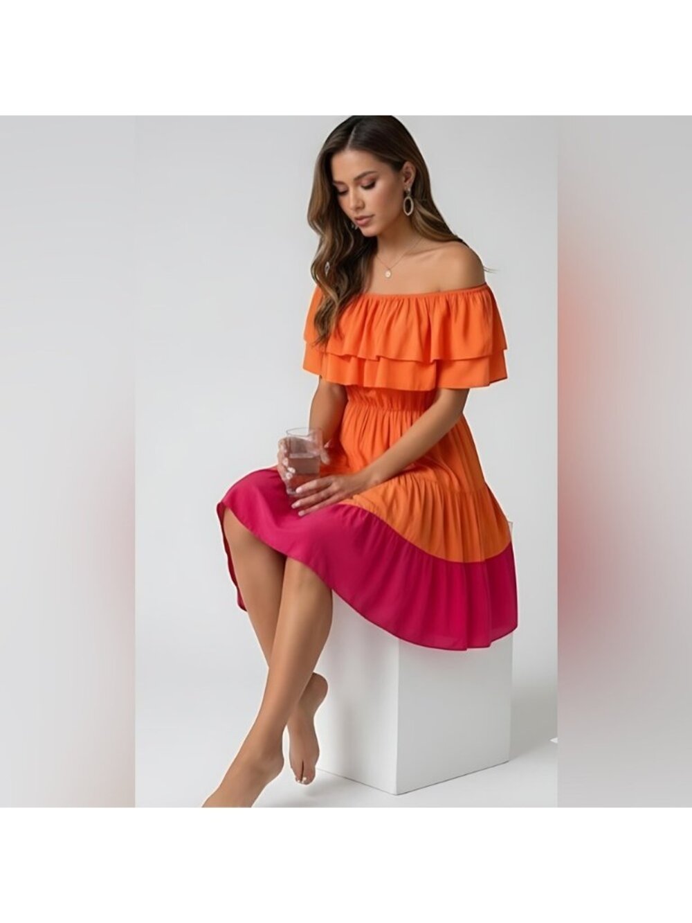 Off Shoulder Ruffle Dress - Picture 4 of 10